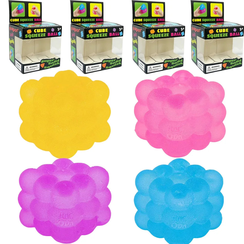 1-4pcs 3D Candy-Shaped Stress Relief Squeeze Toy with Music Sensory Decompression Cube for Adults And Kids Stress Relief Toy
