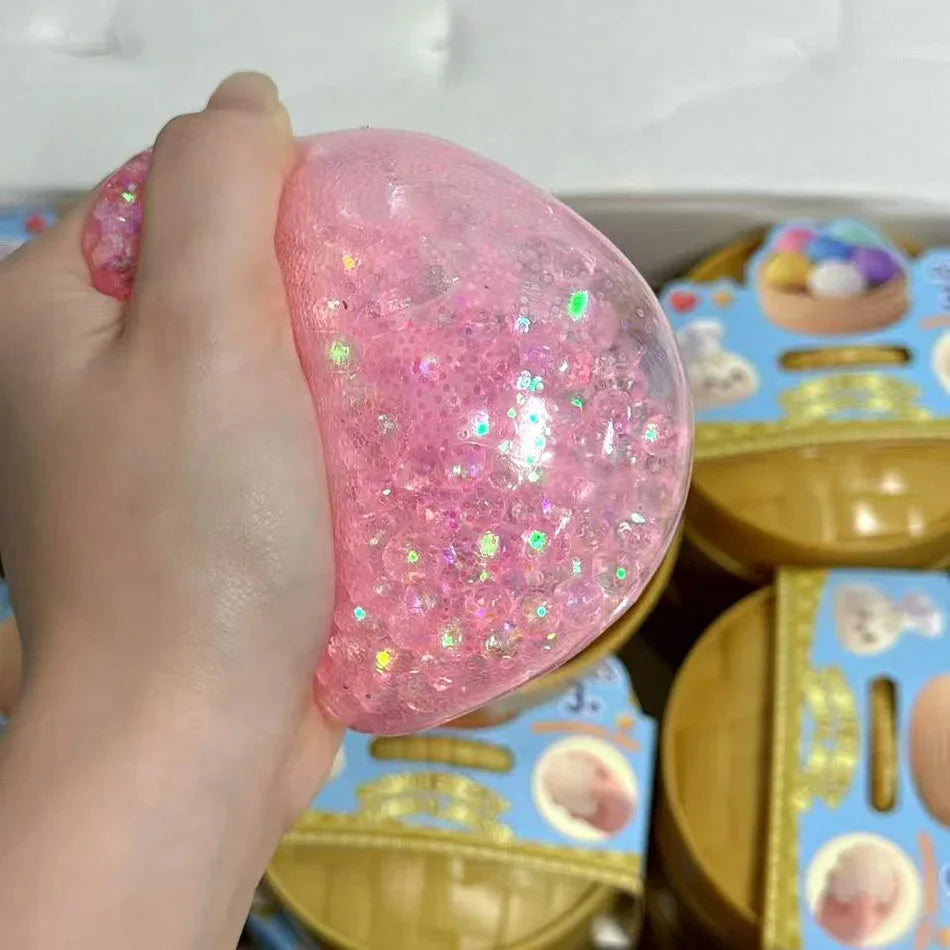 In Stock Glitter Dumpling Glitter Dumpling Squishy with Box Dumplings Sensory Squeeze Toy for Stress Relief