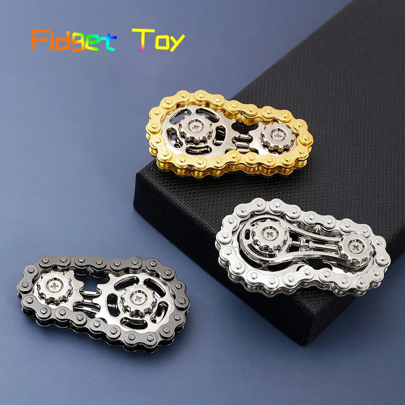 Sprockets Flywheel Gyro Fidget Spinner – Metal Bike Chain EDC