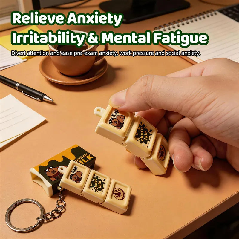 Capybara Chocolate Box Fidget Keychain Clickable Pressable Sensory Snap Pendant Portable Stress Relief Decompression Toy Gift