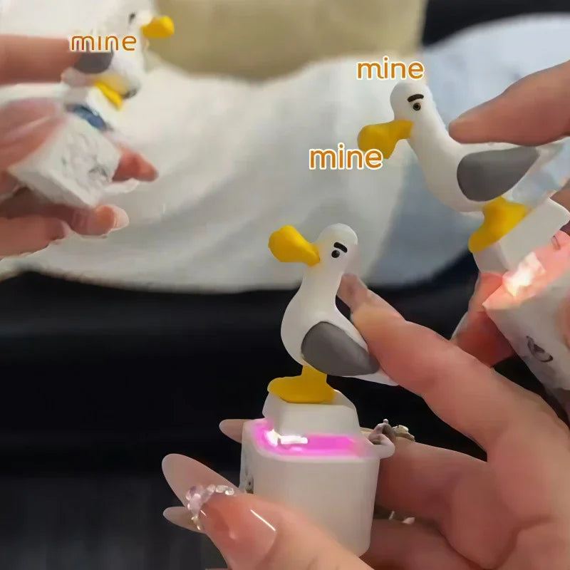 Led Light And Sound Mine Bird Keychain Rechargeable Fidget Keyboard Clicker Toy Stress Relief Key Ring For Adults Kids