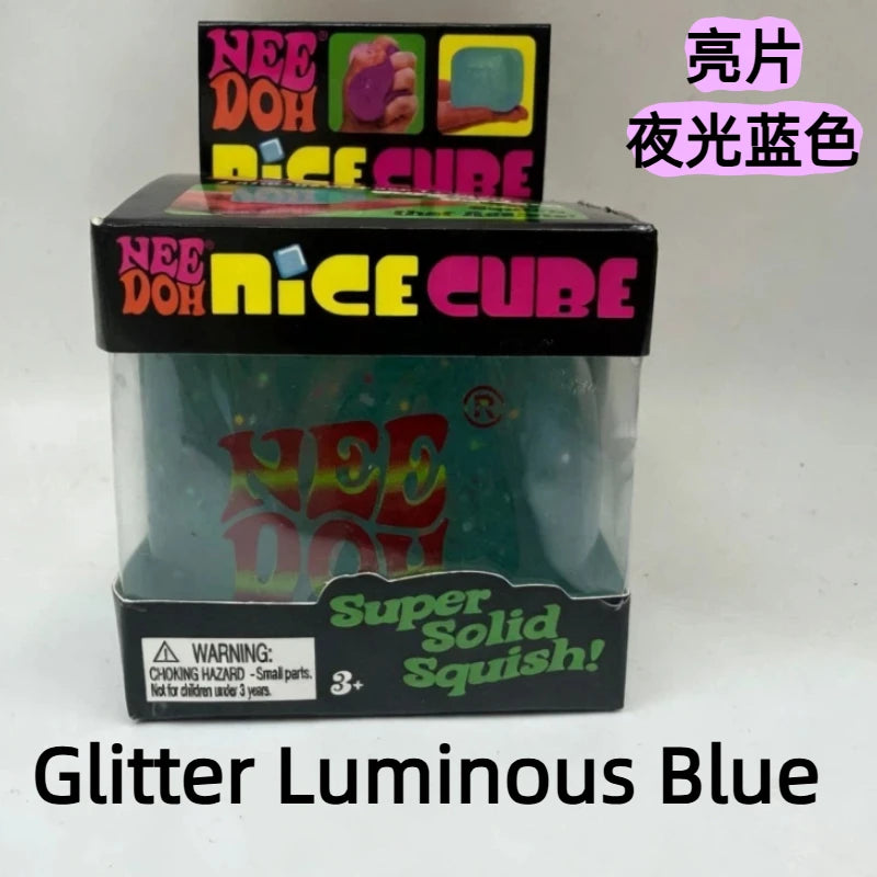 New Schylling Needoh Nice Cube Squishy Stress Toy Glow In The Dark Slow Rebound Sensory Glitter Pressure Relief For Adults gifts