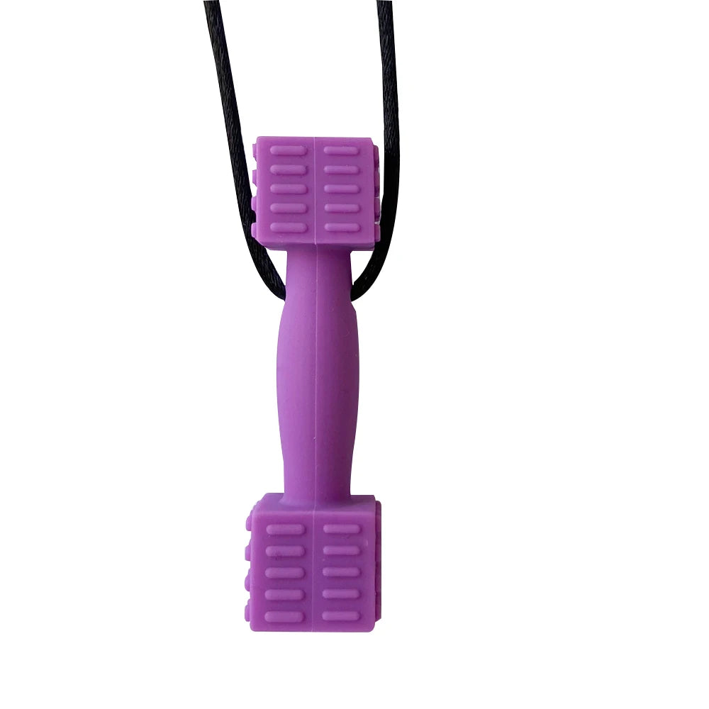1/6Pcs Sensory Chew Necklaces Dumbbell Shape Chewable Silicone Necklaces for Kids with Autism, ADHD Special Oral Motor Need - photo 2