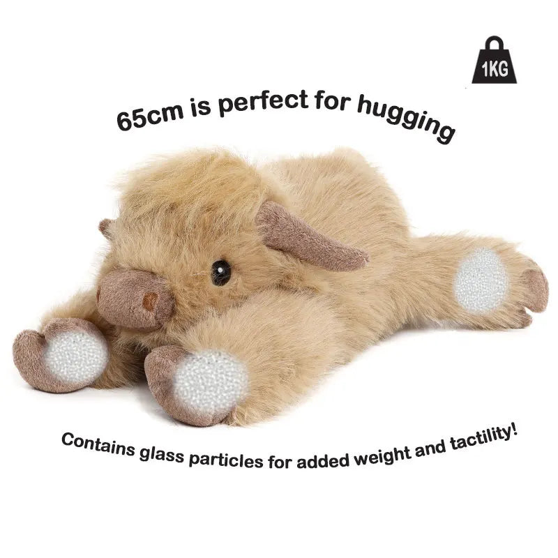 1.0KG Weighted Highland Cow Stuffed Animals Plush Large Cattle Pillow Toy for Kids Adults Birthday Gifts - photo 3