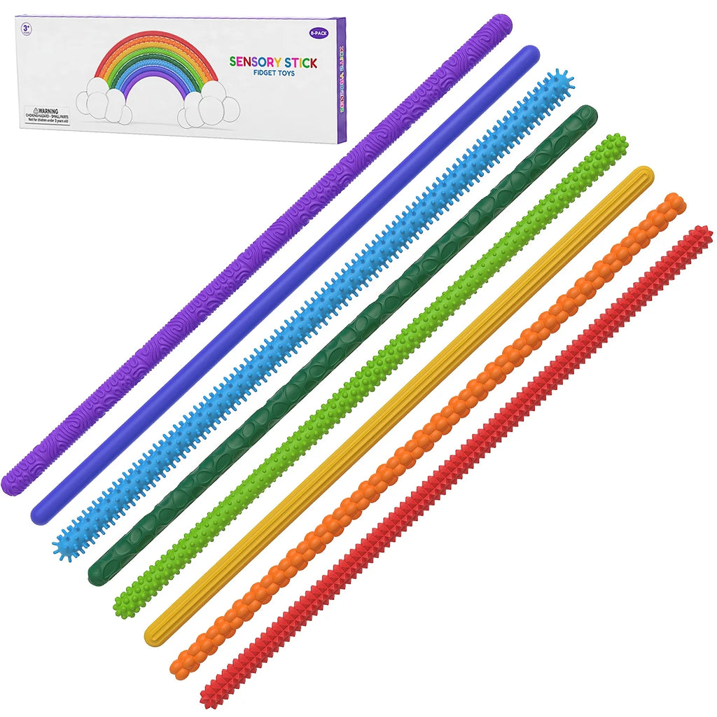 Silicone Sensory Sticks | Flexible, Shape-Changing Fidget Toys for Kids & Adults ,Mixed Color Stocking Stuffers for Teens