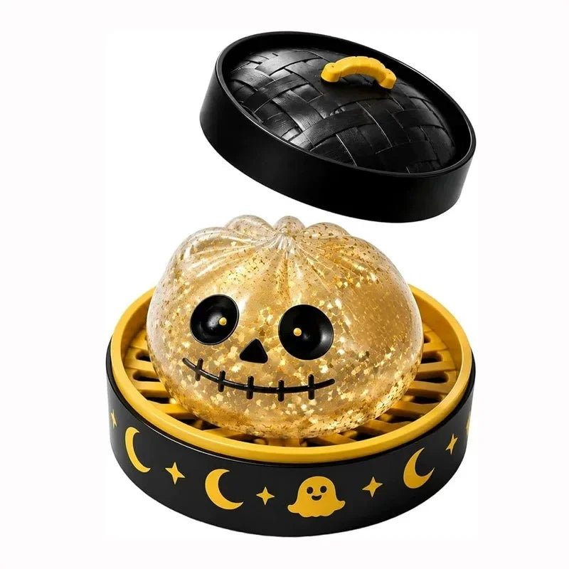 Cartoon Ghost Series Stress Relieving Toy Ghost Bun Soft, Slow, Elastic Squid Toy Clip Steamer Steamed Bun Squeezing Toy Gift