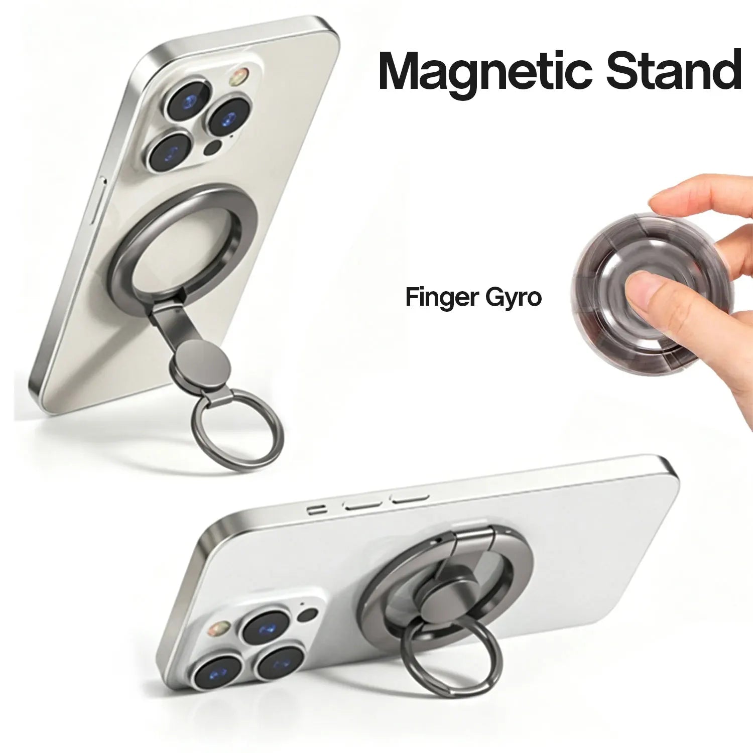2 in 1 Fidget Spinner Finger Ring Magnetic Phone Holder Stand For Magsafe iPhone 17 16 Pro Max 15 14 13 12 Cellphone Mount