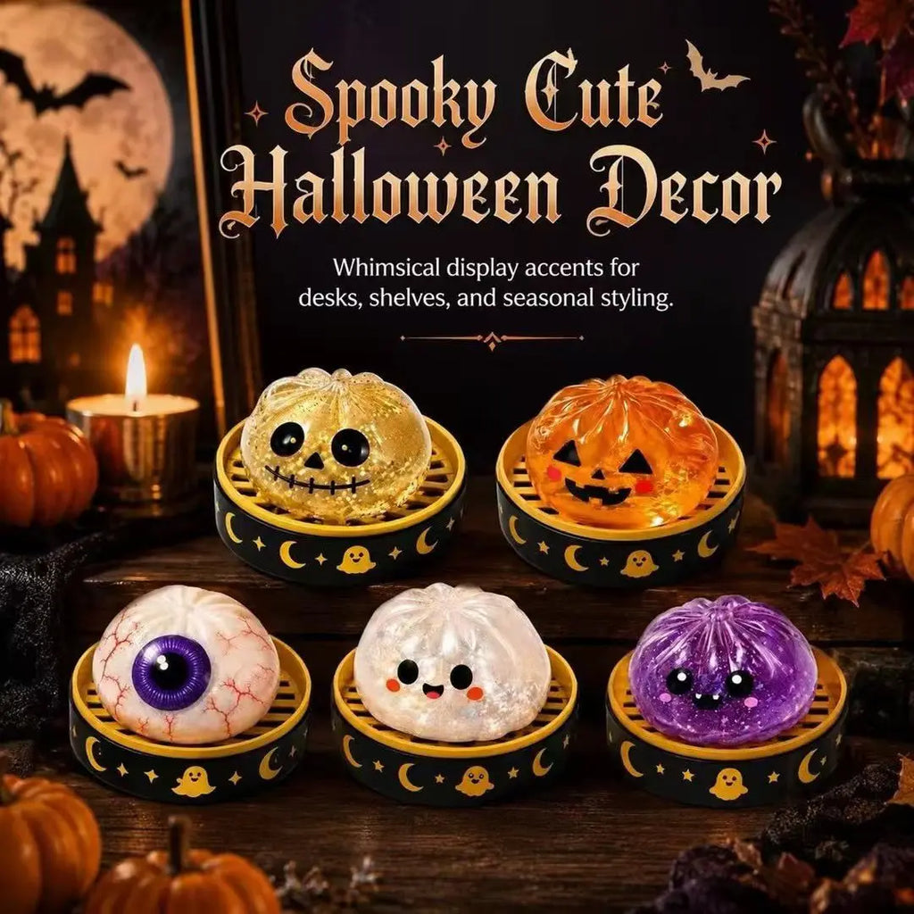 Squishy Halloween Ghost Bun Toy Soft Slow Rebound Squeeze Toy Steamed Stuffed Bun 8.5cm Relieve Anxiety Antistress Party Gift