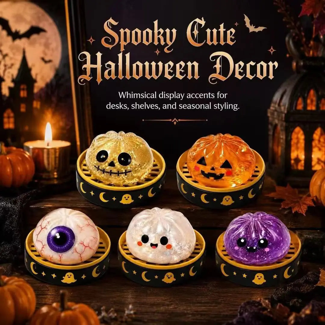 Squishy Halloween Ghost Bun Toy Soft Slow Rebound Squeeze Toy Steamed Stuffed Bun 8.5cm Relieve Anxiety Antistress Party Gift