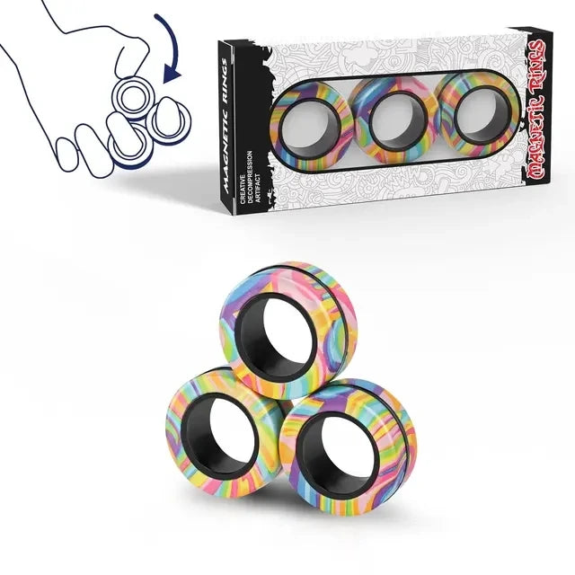 Magnetic Rings Fidget Toy Set (3-Pack)