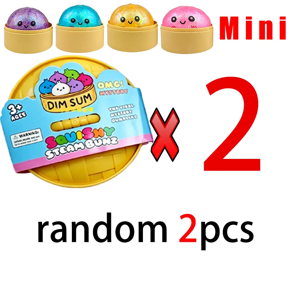 Mini 1-24pcs Glitter Dumpling Glitter Dumpling Squishy with Box Dumplings Sensory Squeeze Toy for Stress Relief
