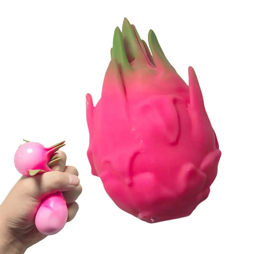 Dragon Fruit Squish Ball Gift Squishy Squeeze Stress Reliever Fidget Sensory Toy Simulation Fruit Food, Squeeze Balls For Kids
