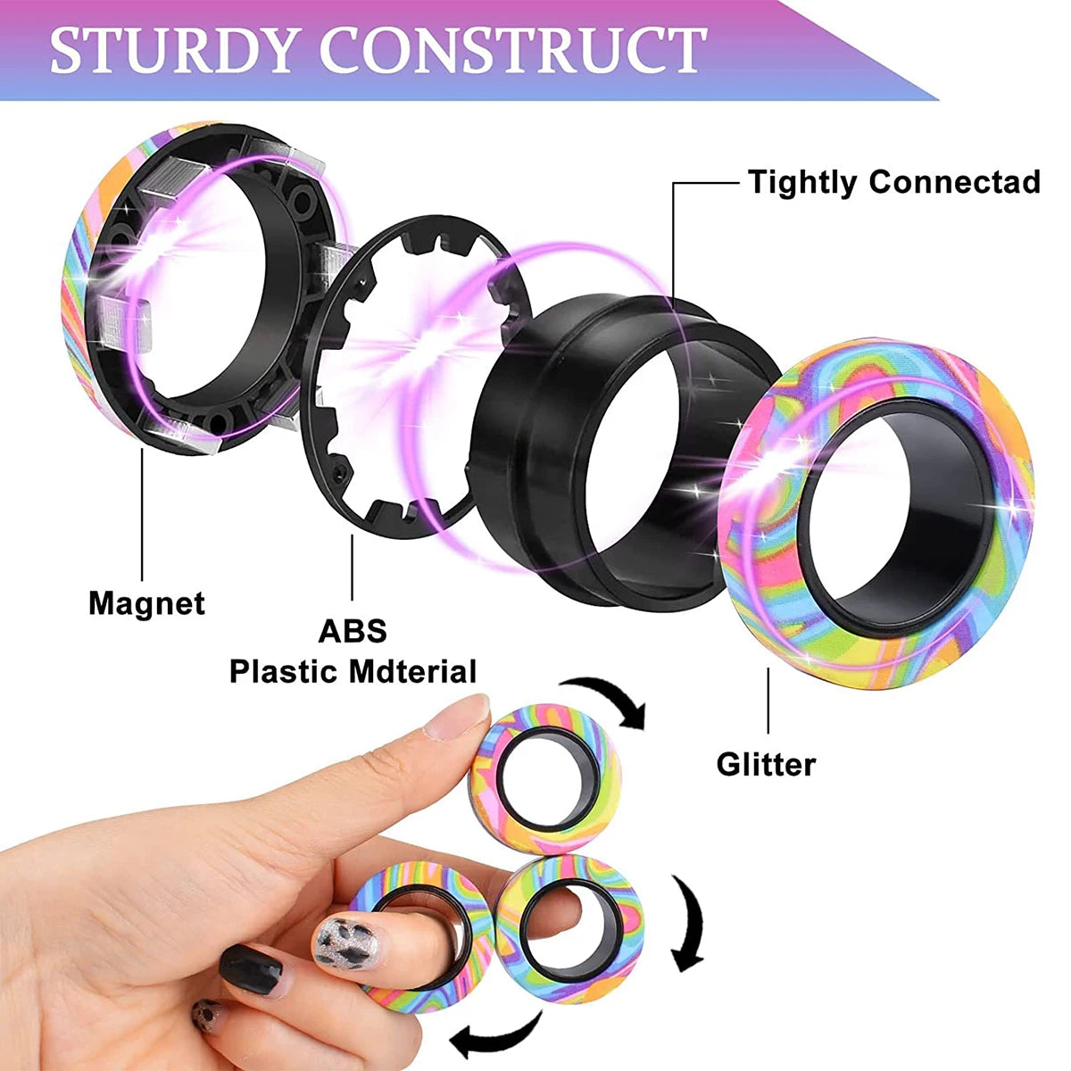 Magnetic Rings Fidget Toy Set (3-Pack)