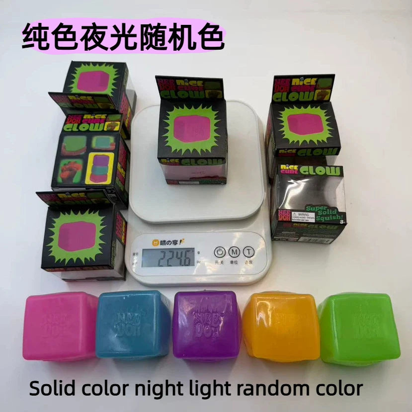 New Schylling Needoh Nice Cube Squishy Stress Toy Glow In The Dark Slow Rebound Sensory Glitter Pressure Relief For Adults gifts