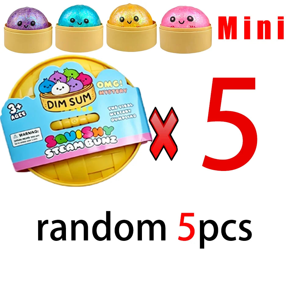 Mini 1-24pcs Glitter Dumpling Glitter Dumpling Squishy with Box Dumplings Sensory Squeeze Toy for Stress Relief