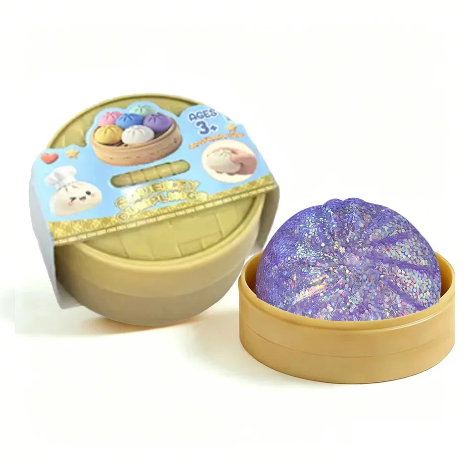 In Stock Glitter Dumpling Glitter Dumpling Squishy with Box Dumplings Sensory Squeeze Toy for Stress Relief