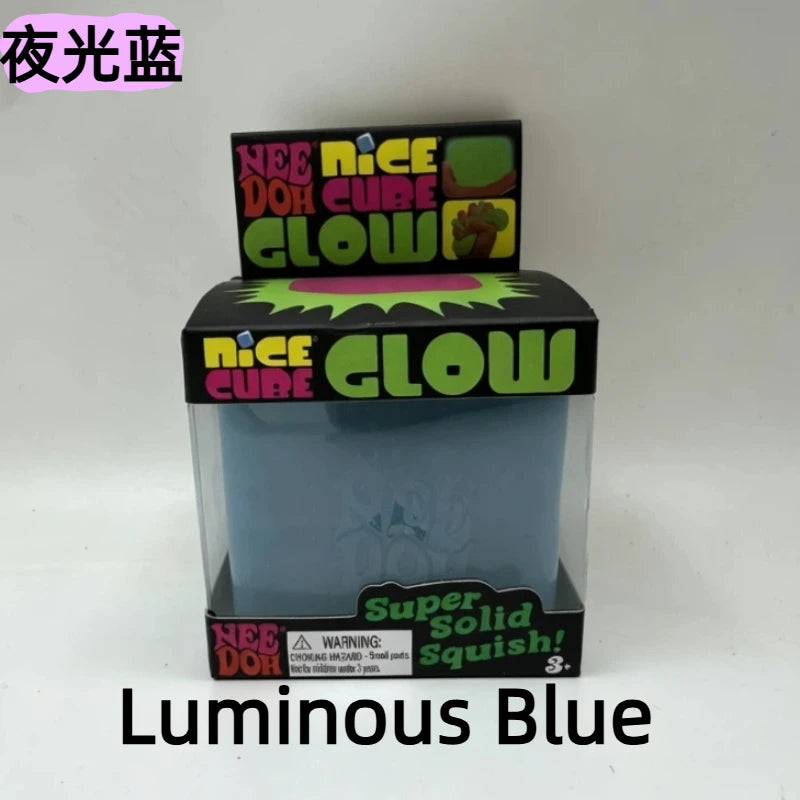 New Schylling Needoh Nice Cube Squishy Stress Toy Glow In The Dark Slow Rebound Sensory Glitter Pressure Relief For Adults gifts