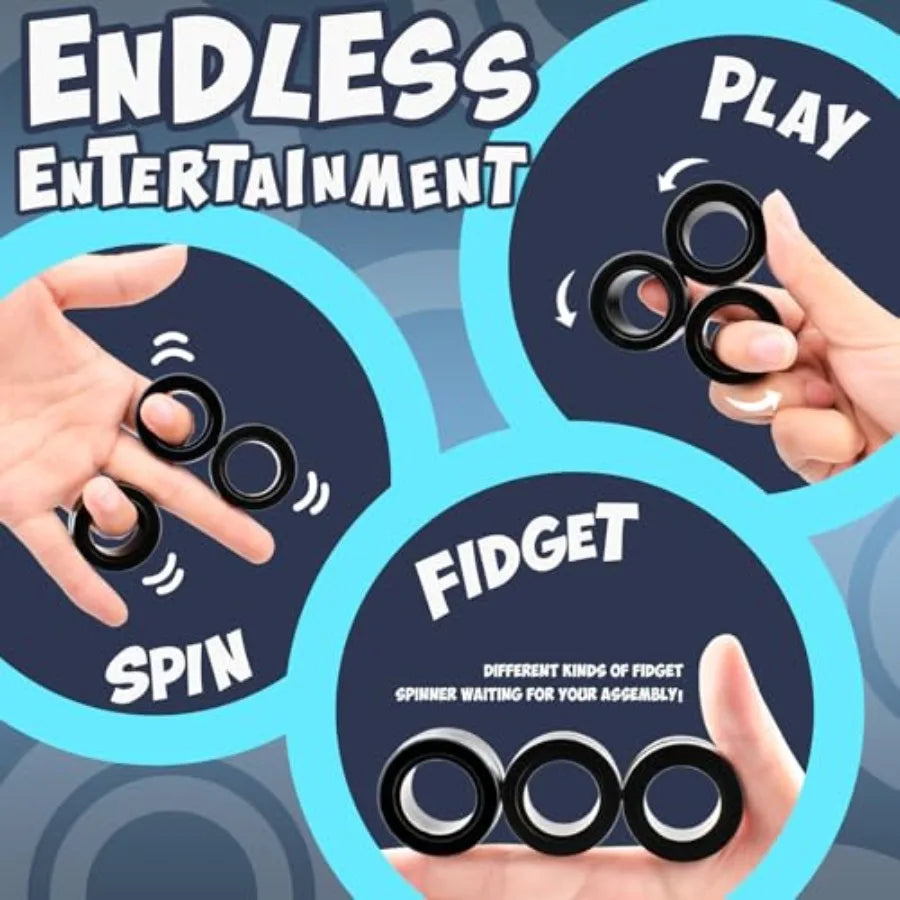 Quality Assurance Fidget Toys Adults Pack 5Pcs, Fidget Spinner with Magnetic Rings Gyro, Fidget Controller Autism Sensory Toys,