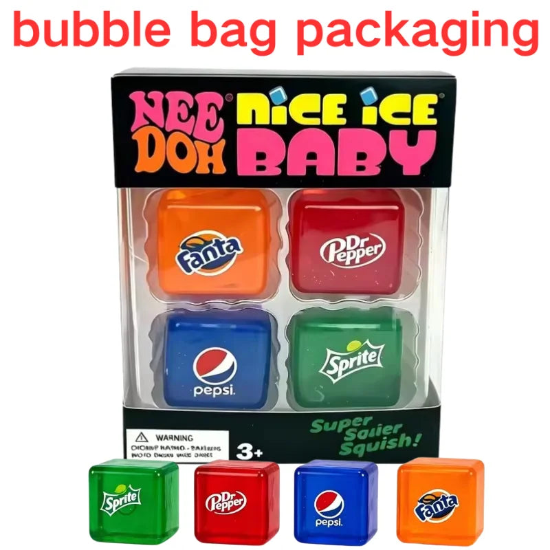 Schylling Nee Doh Nice Cube & Mini Cat & Soda Cube Sensory Pinch Blocks Stress Relief Puzzle Kids Souvenir Blind Box