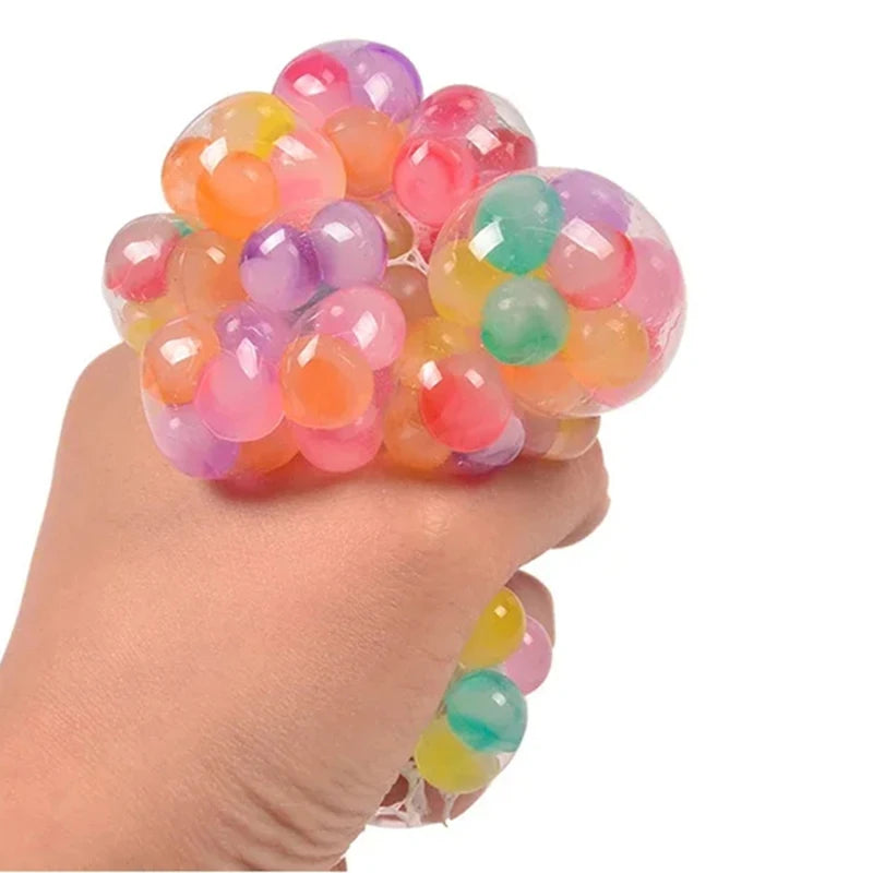 Rainbow Sensory Stress Relief Ball Squishy 3D Fidget Toys for Adults Kids Anti-Anxiety Silent Non-Toxic Toy for Office Classroom