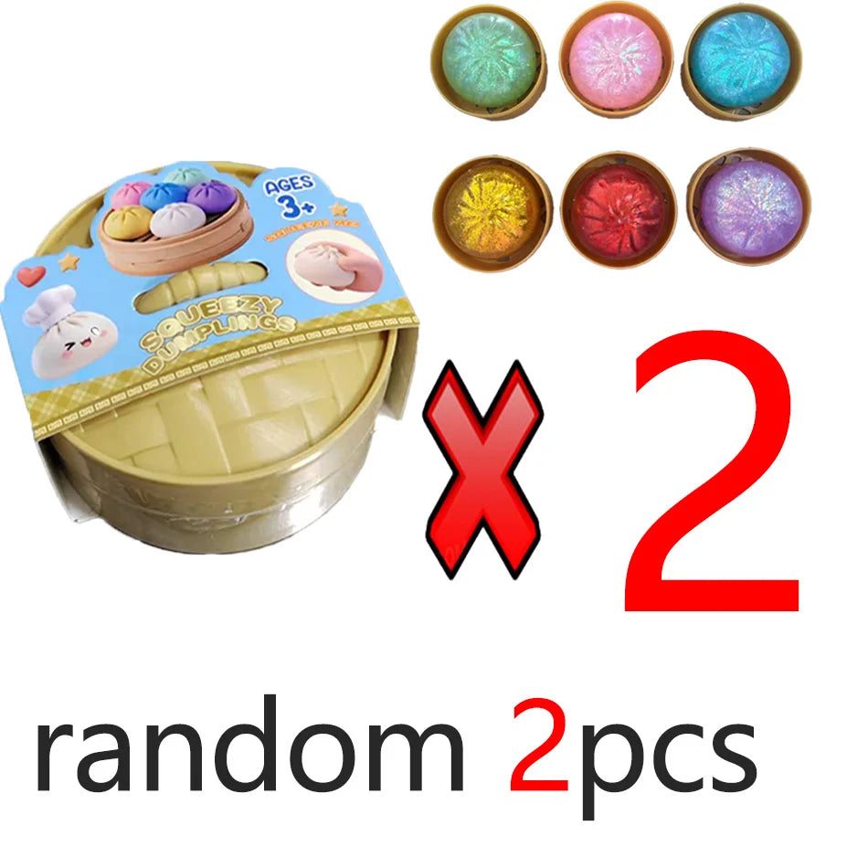 In Stock Glitter Dumpling Glitter Dumpling Squishy with Box Dumplings Sensory Squeeze Toy for Stress Relief