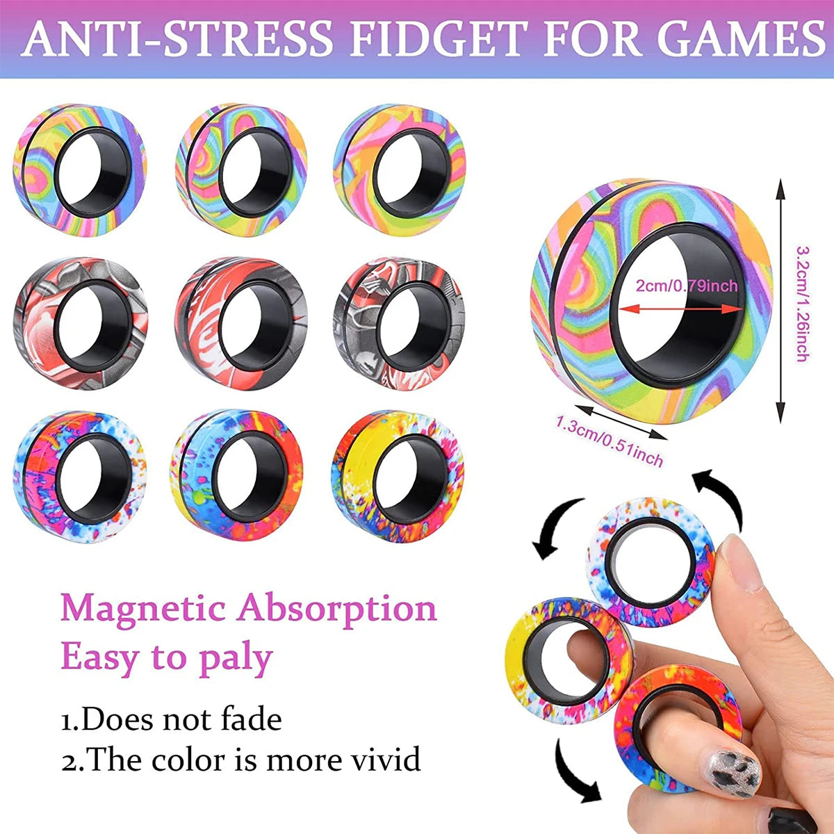 Magnetic Rings Fidget Toy Set (3-Pack)