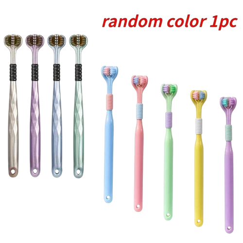 1pc Soft Bristle 3-sided Toothbrush Gentle Clean Adult Teeth Brush for Complete Gum Care Autism Sensory Design Oral Health Tool
