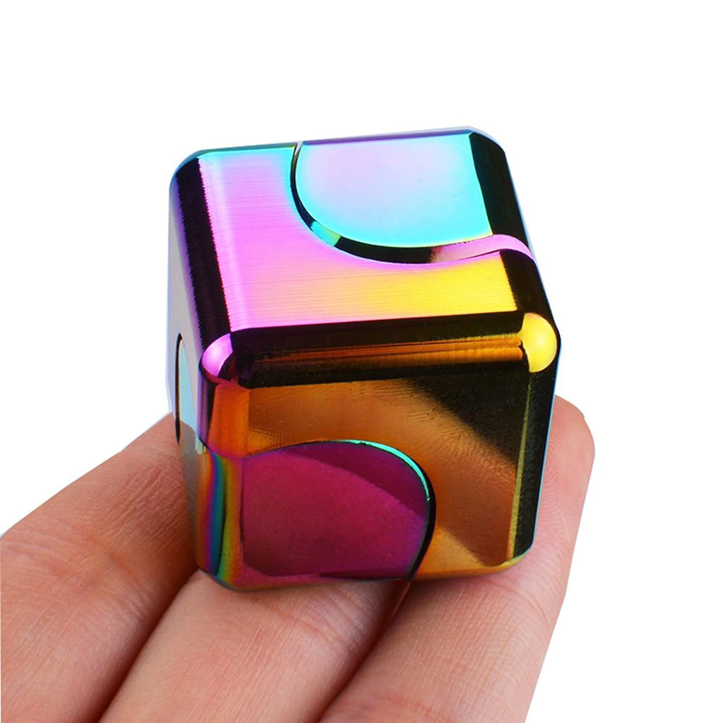 Metal Cube Spinner Fidget Toy Fingertips 3D Puzzle Gyro Gear Sensory Anti Stress Relief Educational Games