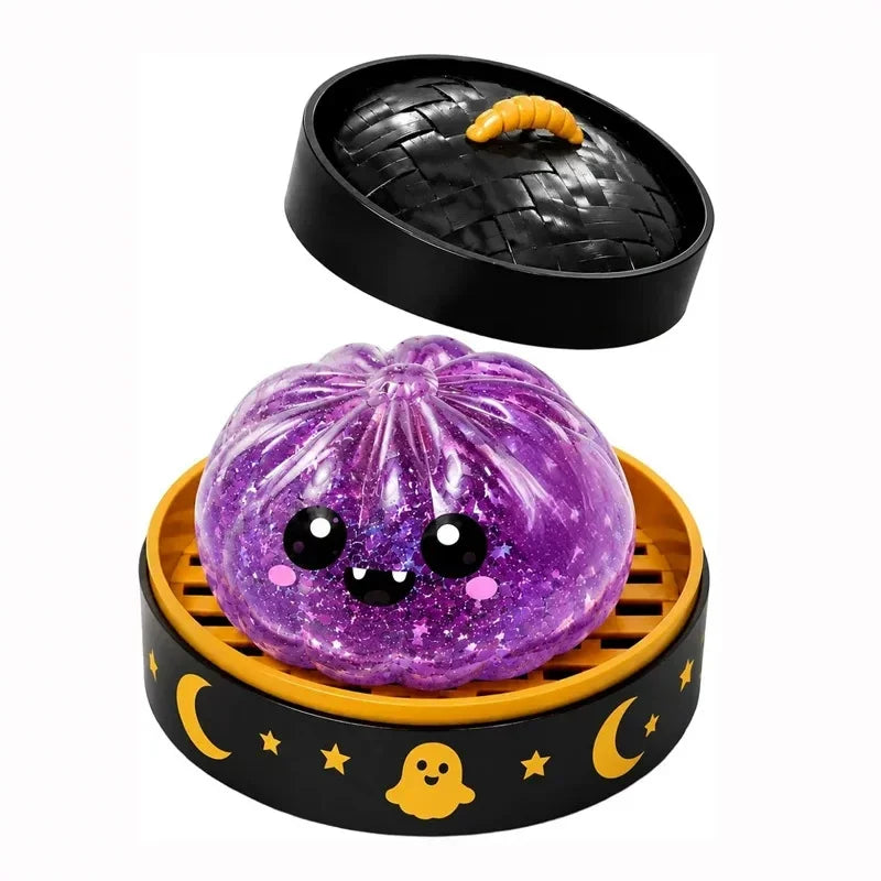 Cartoon Ghost Series Stress Relieving Toy Ghost Bun Soft, Slow, Elastic Squid Toy Clip Steamer Steamed Bun Squeezing Toy Gift