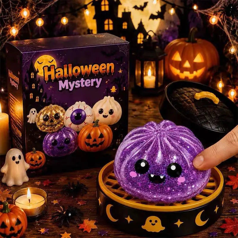 Squishy Halloween Ghost Bun Toy Soft Slow Rebound Squeeze Toy Steamed Stuffed Bun 8.5cm Relieve Anxiety Antistress Party Gift