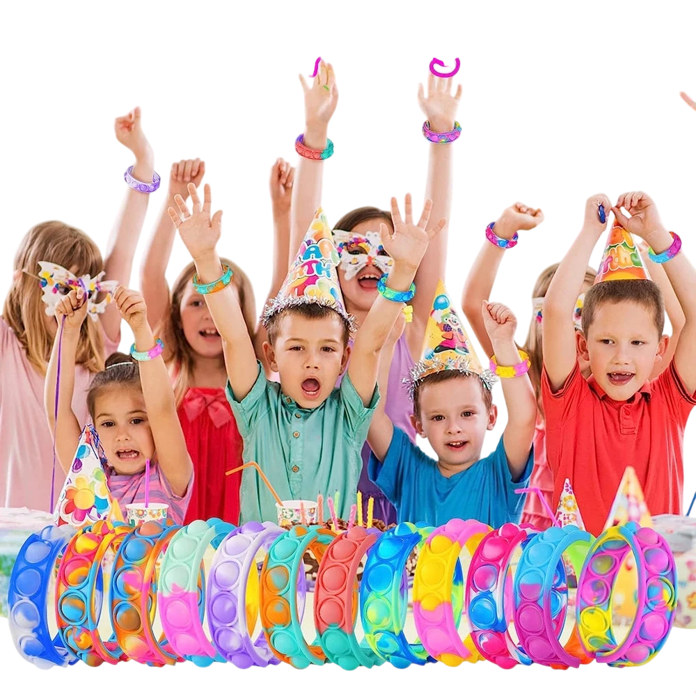 12-Pack Pop Bracelet Fidget Toys – Party Favor Set