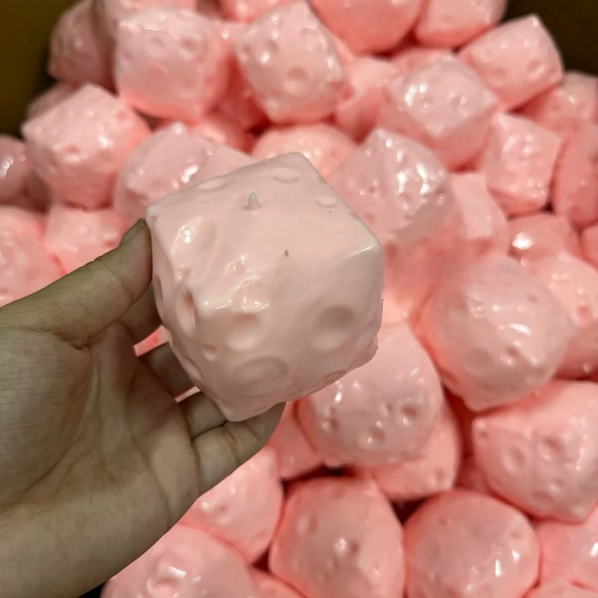 Handmade Ball Crunchy Cheese Cube Stress Ball Big Cheese Shapeable Squeeze Ball Non-Bounce Fidget Toy ASMR Sensory Anti-Stress