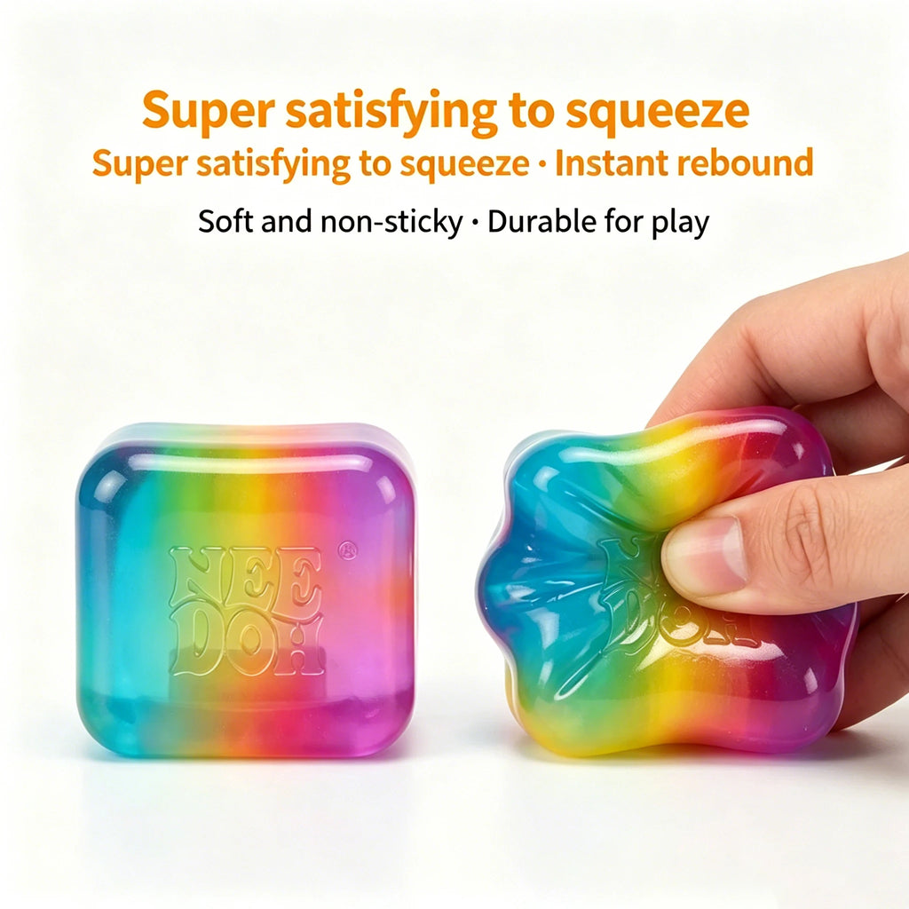 Schylling NeeDoh Rainbow Cube Squishy Blind Box Toy CubeStress Relief Fingertip Release Toy Sensory Stress Reliever Toy