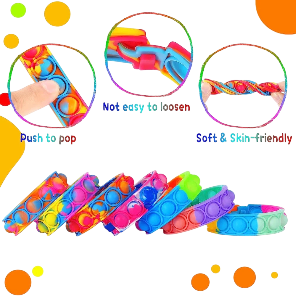 12-Pack Pop Bracelet Fidget Toys – Party Favor Set - photo 3