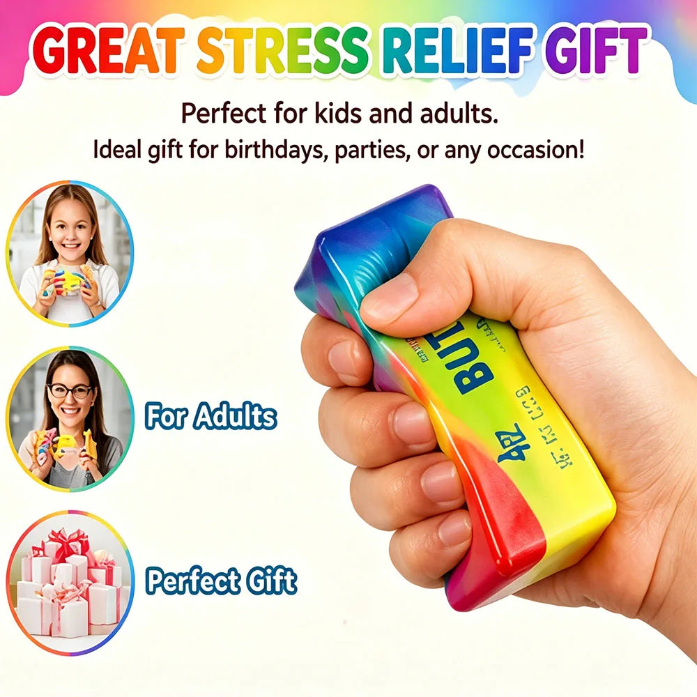 Three-Color Butter Stick Squishy Soft Moist Squeeze Fidget Sensory Anti Stress Relief Anxiety Vent Office Desk Gadget Gift