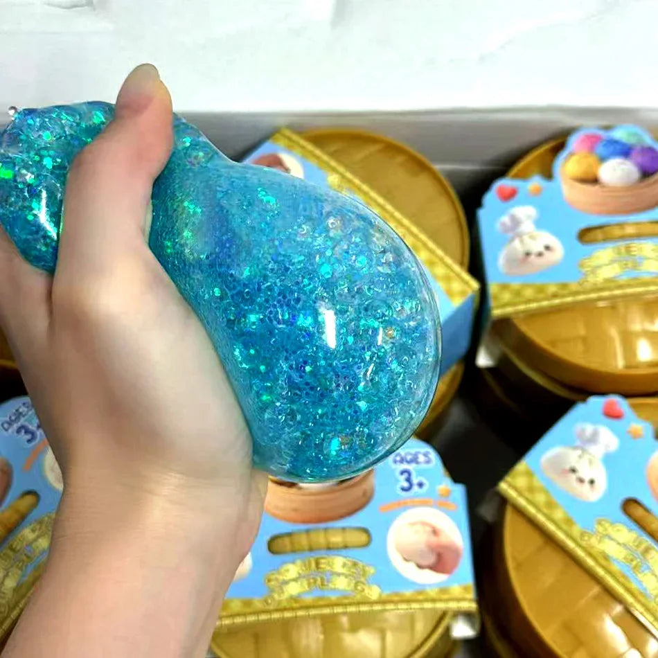 In Stock Glitter Dumpling Glitter Dumpling Squishy with Box Dumplings Sensory Squeeze Toy for Stress Relief