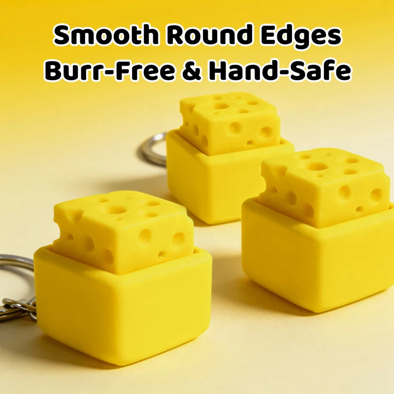 Cheese Keyboard Clicker Keychain Portable Sensory Fidget Toy Crisp Click Sound Cheese Shape Stress Relief Accessory for Decor