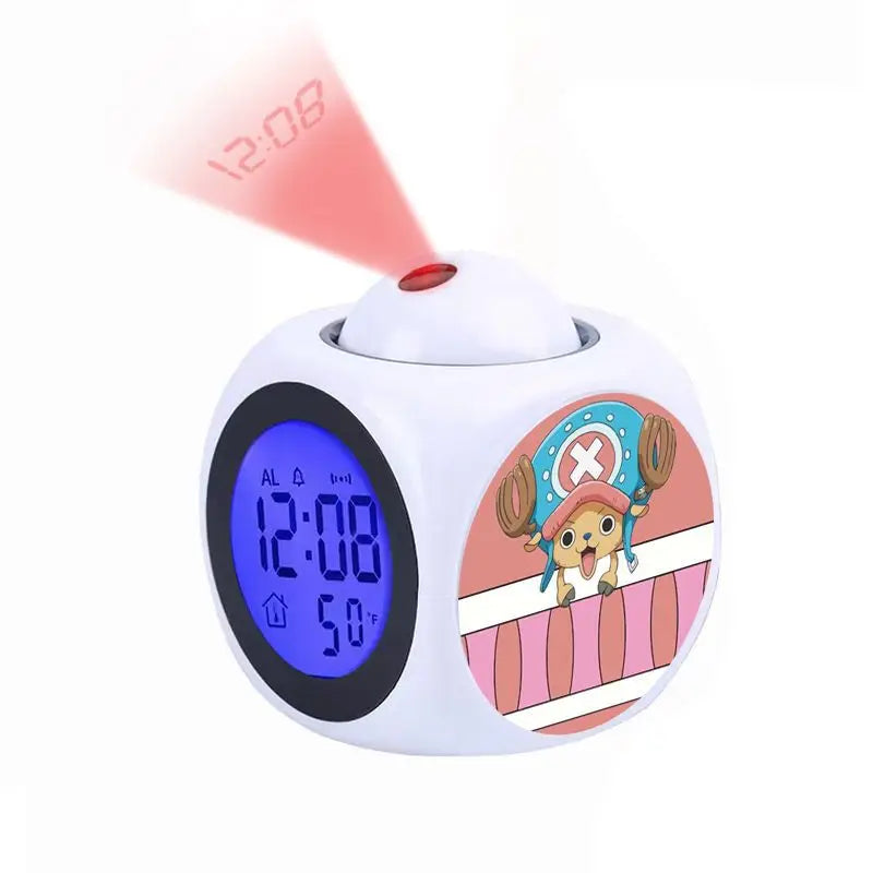 Anime One Piece Luffy Projection Alarm Clock Digital Led Clock with Time & Temperature Display Projector Night Light for Bedroom - photo 3