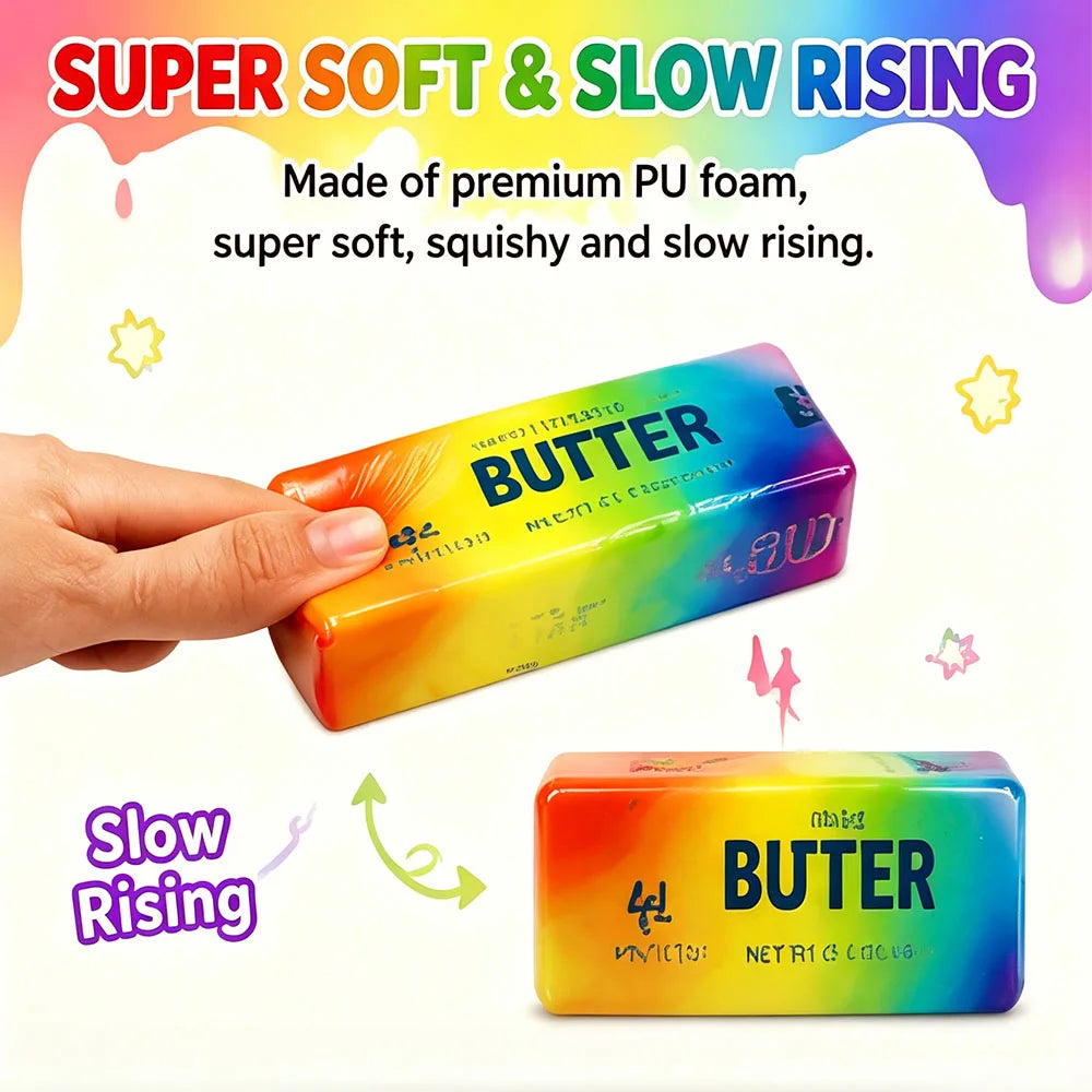 Three-Color Butter Stick Squishy Soft Moist Squeeze Fidget Sensory Anti Stress Relief Anxiety Vent Office Desk Gadget Gift