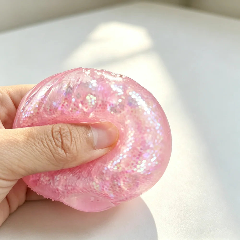 Pressure Ball Mini Hot Dumpling Squeeze Toy Realistic Glitter Steamer Bun Stress Reliever Soft Pinch Decompression Sensory Gifts