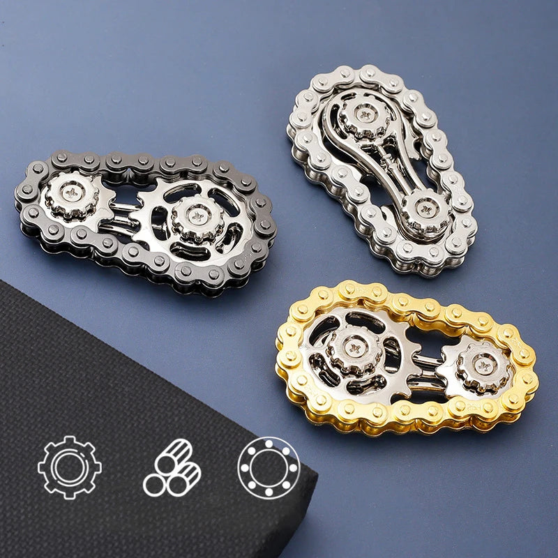 Sprockets Flywheel Gyro Fidget Spinner – Metal Bike Chain EDC