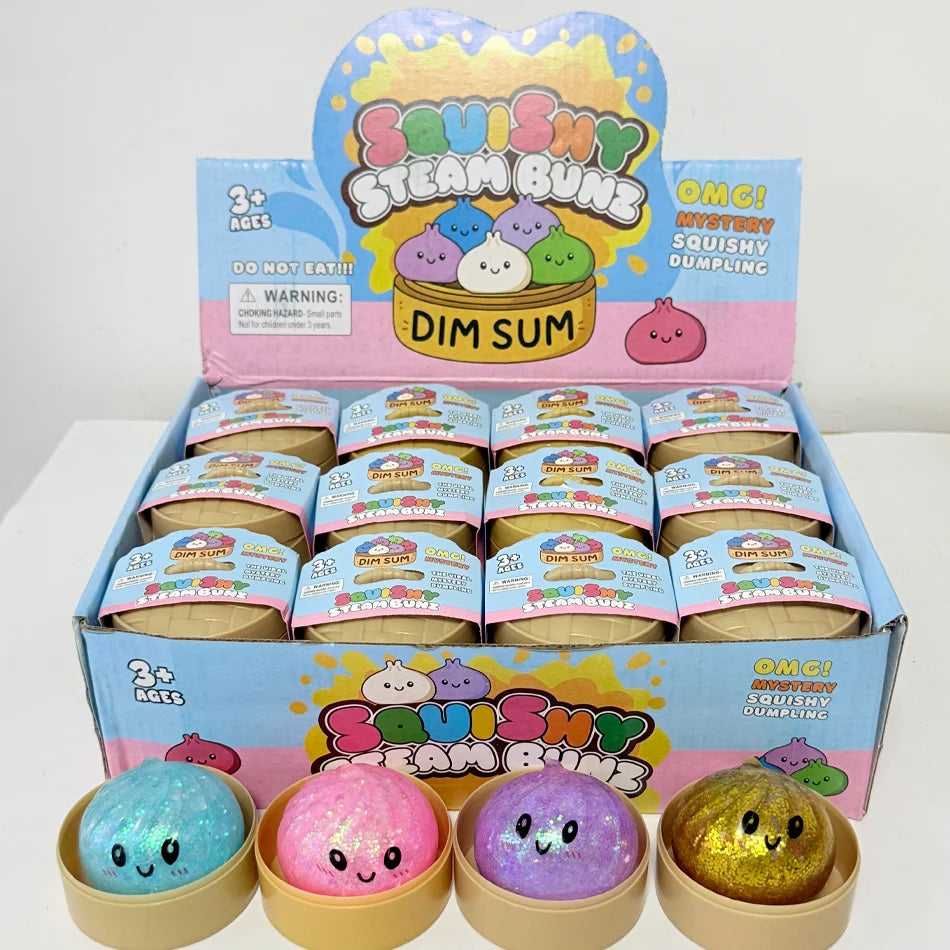 Mini 1-24pcs Glitter Dumpling Glitter Dumpling Squishy with Box Dumplings Sensory Squeeze Toy for Stress Relief