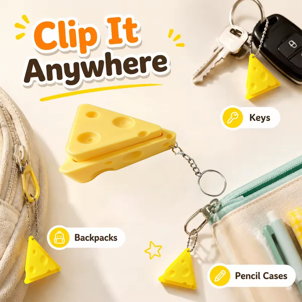 Cheese Keyboard Clicker Keychain Portable Sensory Fidget Toy Crisp Click Sound Cheese Shape Stress Relief Accessory for Decor