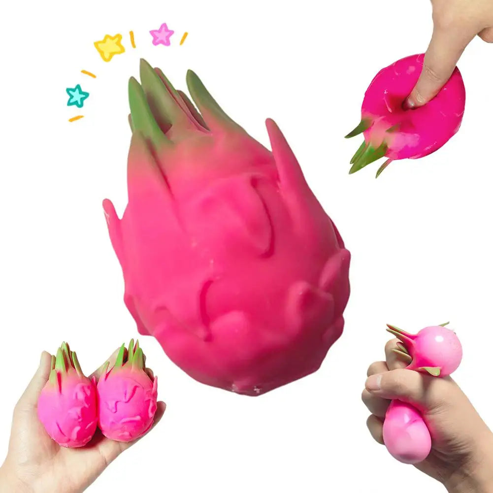 Dragon Fruit Squish Ball Gift Squishy Squeeze Stress Reliever Fidget Sensory Toy Simulation Fruit Food, Squeeze Balls For Kids