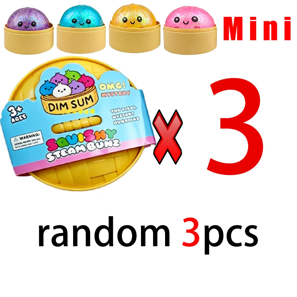 Mini 1-24pcs Glitter Dumpling Glitter Dumpling Squishy with Box Dumplings Sensory Squeeze Toy for Stress Relief