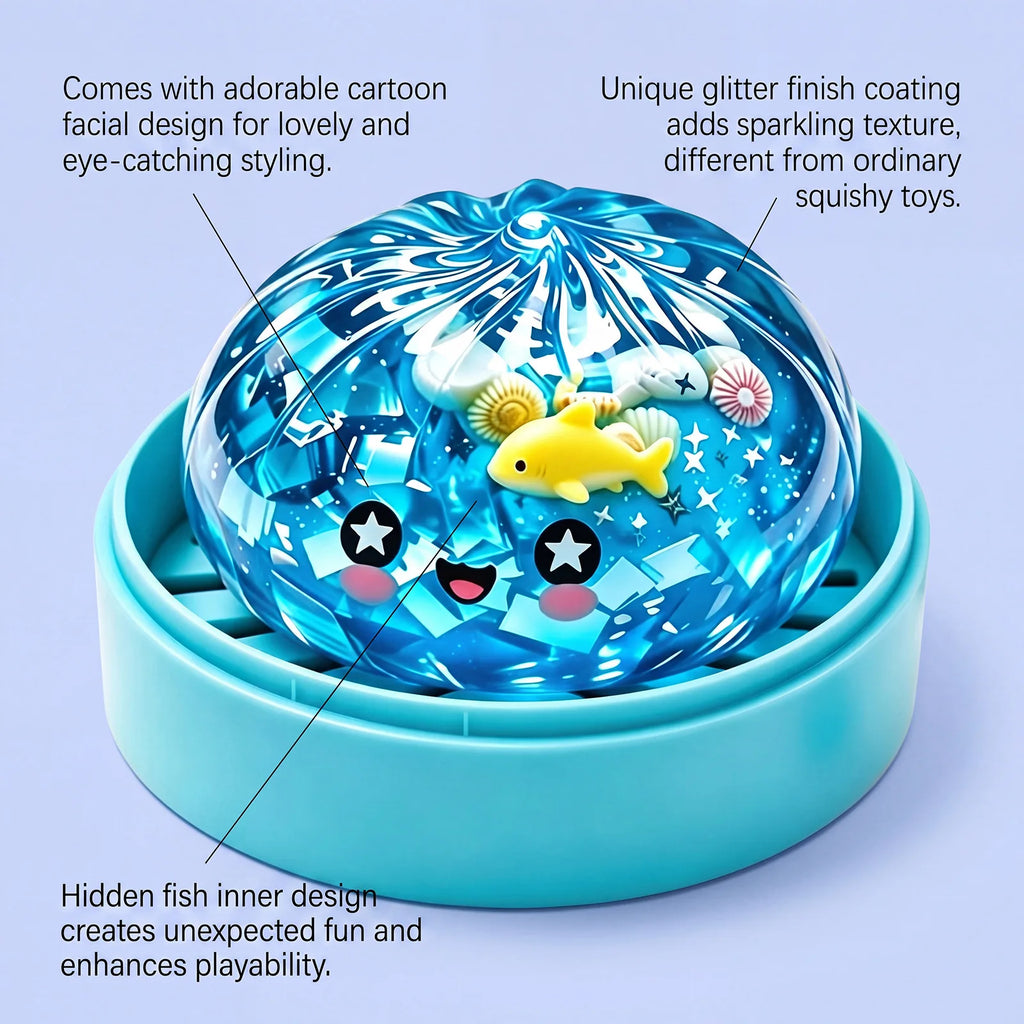 Hot Ocean Series Shark Shiny Dumplings Soft Slow Elastic Pressure Ball Sensory Squeeze Toys Realistic Mantou Squid Decompression