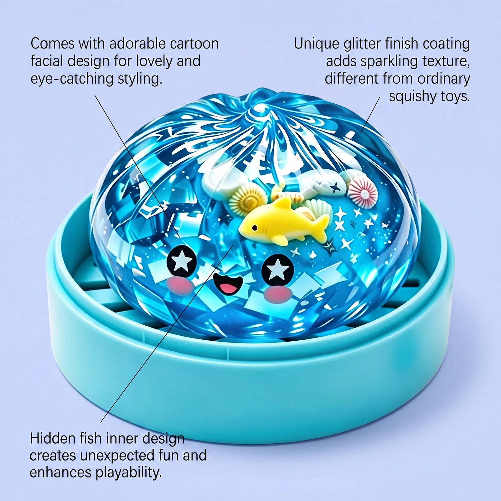 Hot Ocean Series Shark Shiny Dumplings Soft Slow Elastic Pressure Ball Sensory Squeeze Toys Realistic Mantou Squid Decompression