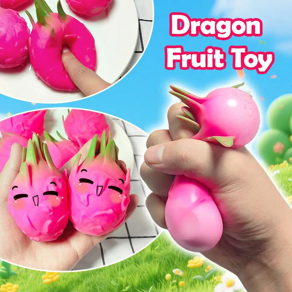 Dragon Fruit Squish Ball Gift Squishy Squeeze Stress Reliever Fidget Sensory Toy Simulation Fruit Food, Squeeze Balls For Kids