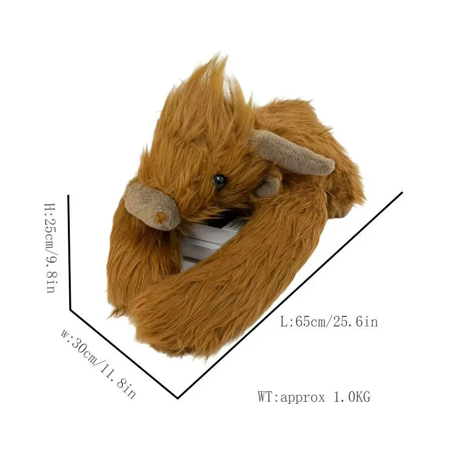 1.0KG Weighted Highland Cow Stuffed Animals Plush Large Cattle Pillow Toy for Kids Adults Birthday Gifts