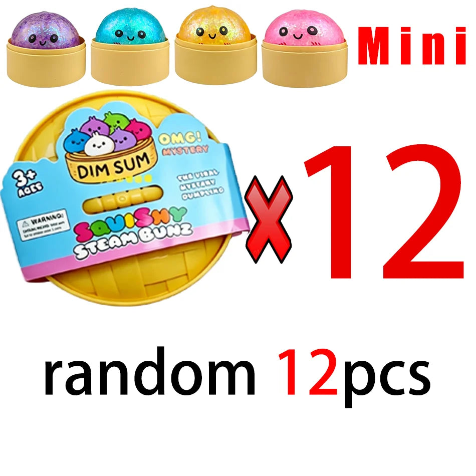 Mini 1-24pcs Glitter Dumpling Glitter Dumpling Squishy with Box Dumplings Sensory Squeeze Toy for Stress Relief